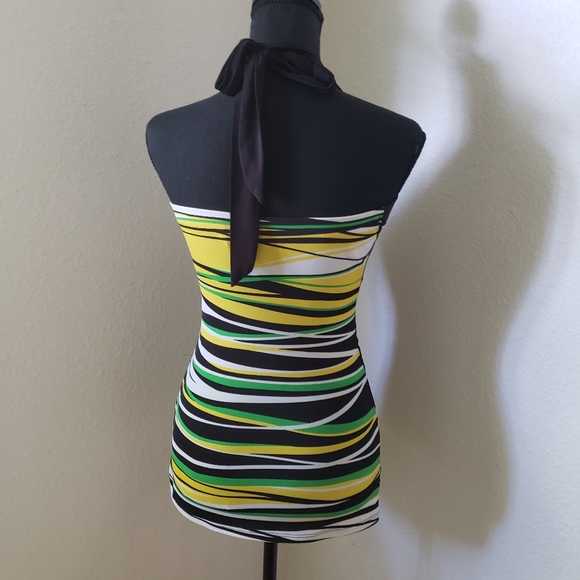 Ladies Sexy Black, Green and Gold Halter Top - Picture 8 of 10
